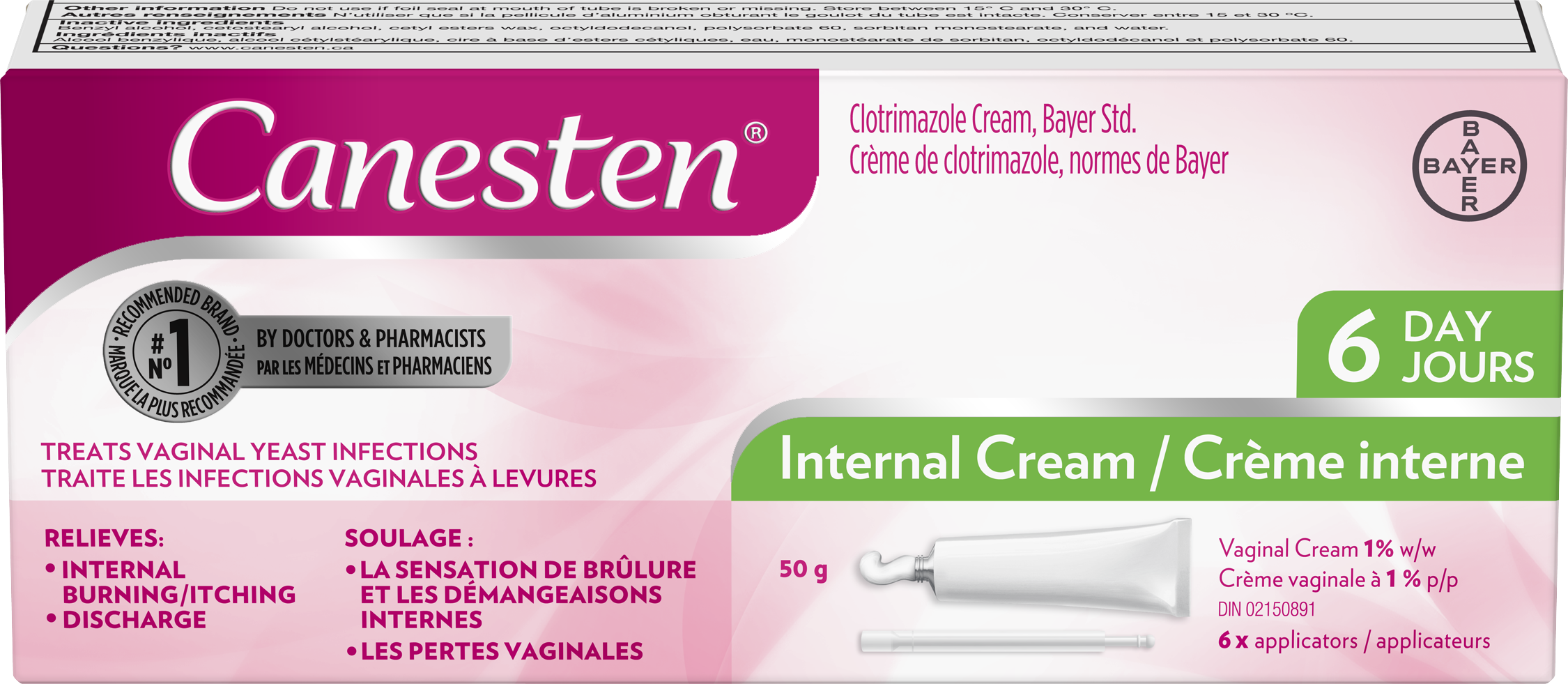 OTC Canesten 6-Day Yeast Infection Treatment 50g – Pure Integrative Pharmacy