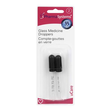 PharmaSystems Measured Glass Medicine Dropper 2-pack - 1 bent 1 straight