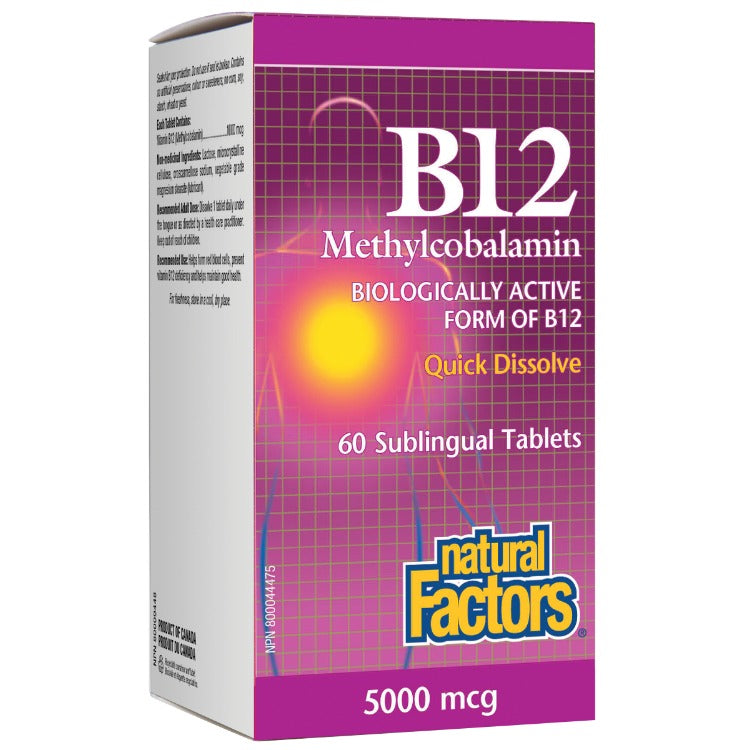 Natural Factors B12 Methylcobalamin 5000mcg 60 Tabs