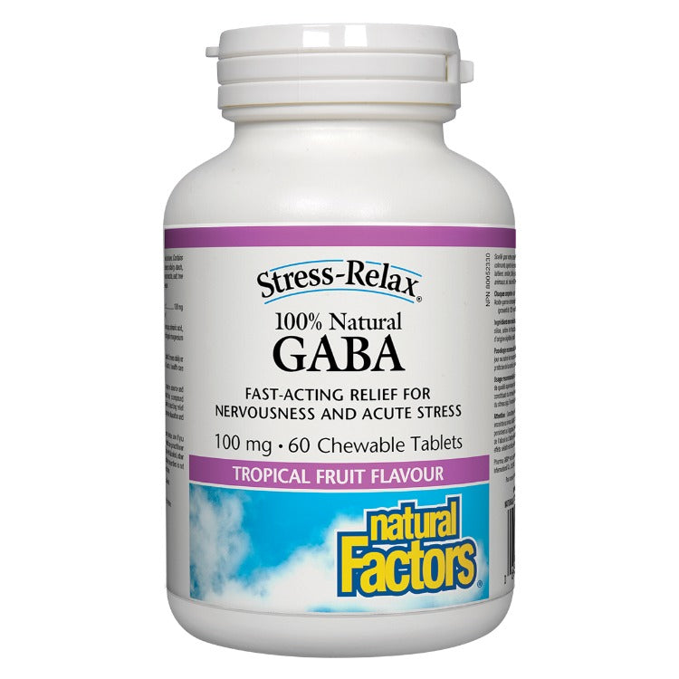 Natural Factors Stress-Relax Gaba Tropical Fruit 60 Chew