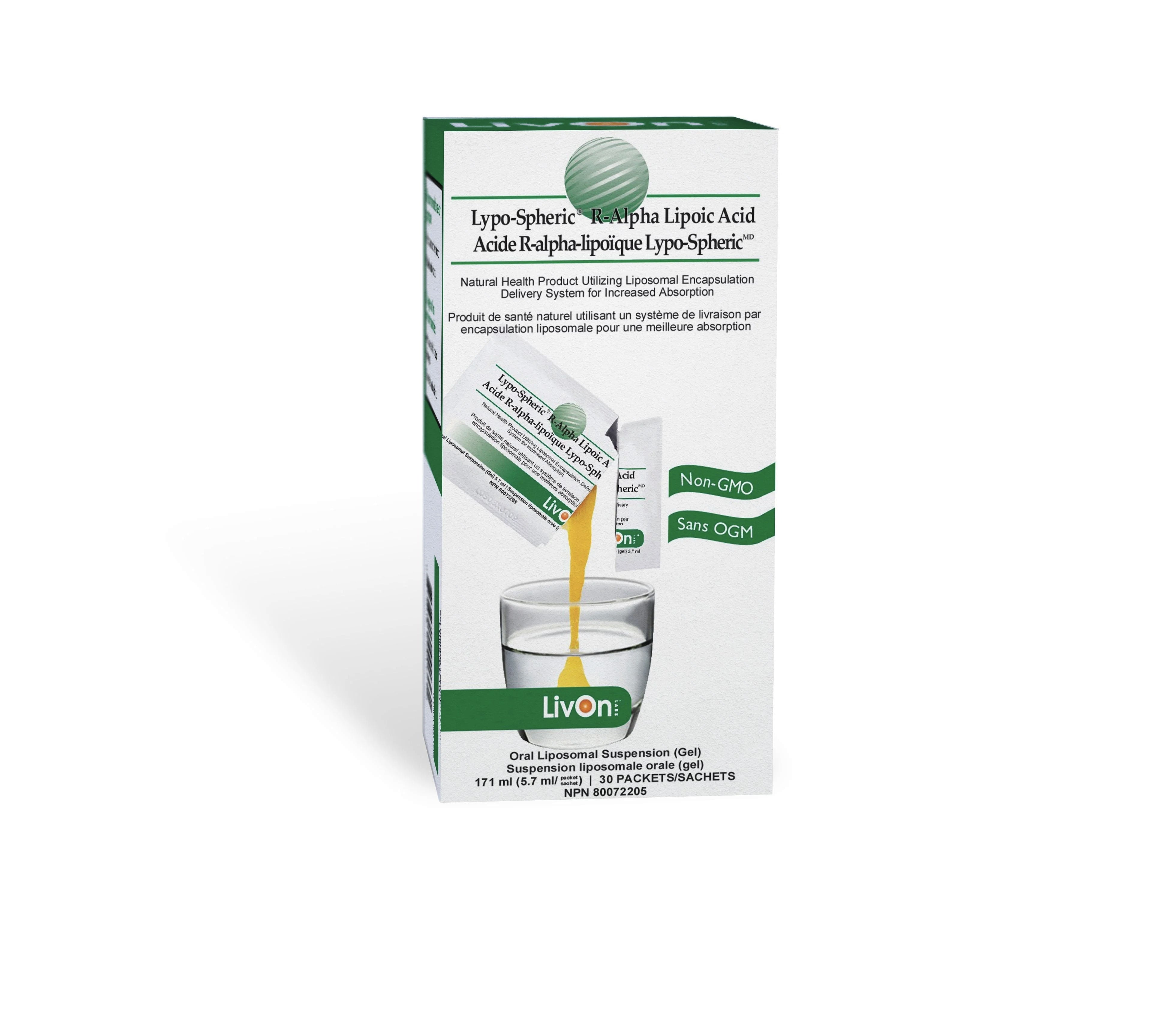 Livon Lypo-Spheric R-Alpha Lipoic Acid 30 Packets