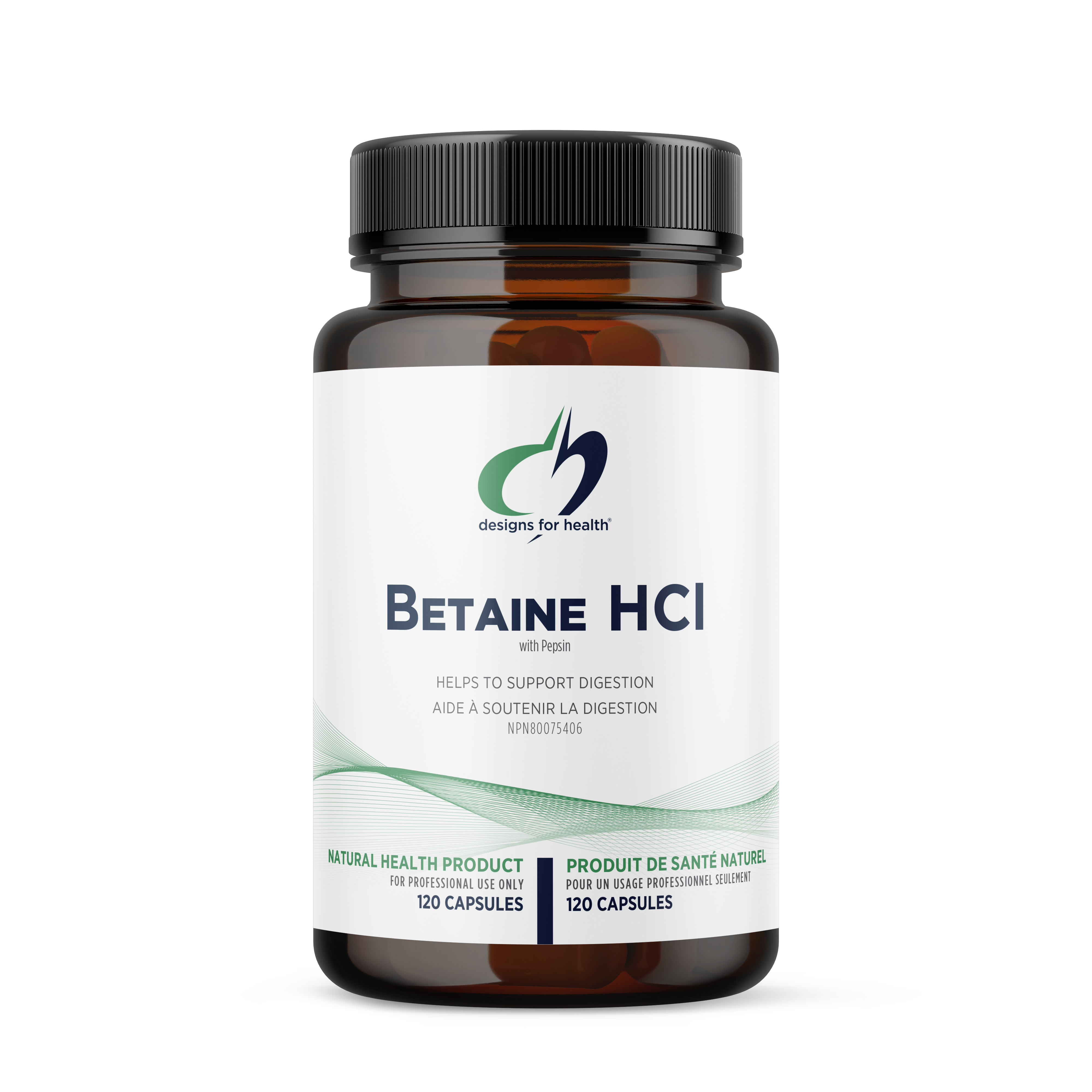 Designs For Health Betaine Hcl With Pepsin 120 Capsules