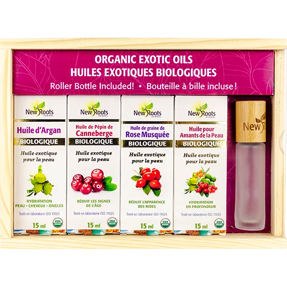New Roots Organic Exotic Oils Gift Pack 15ml X 4