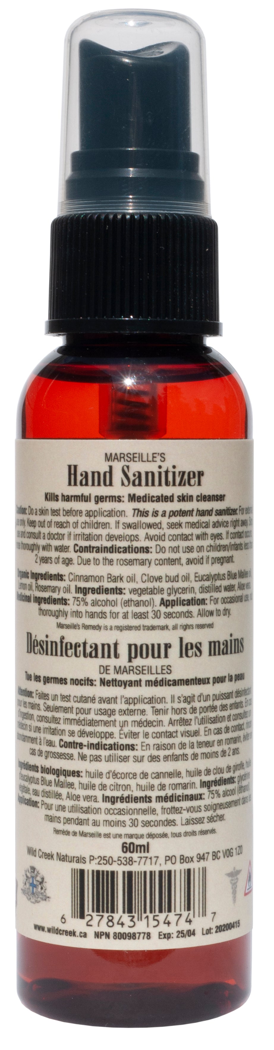 Wild Creek Naturals Marseille's Remedy Hand & Multi-Purpose Sanitizer Spray