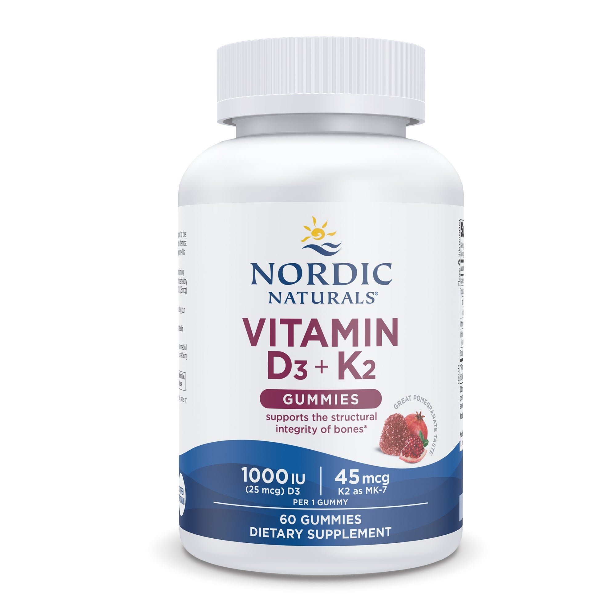 Nordic Naturals Vitamin D3+K2 Gummies 60 Count Pomegranate