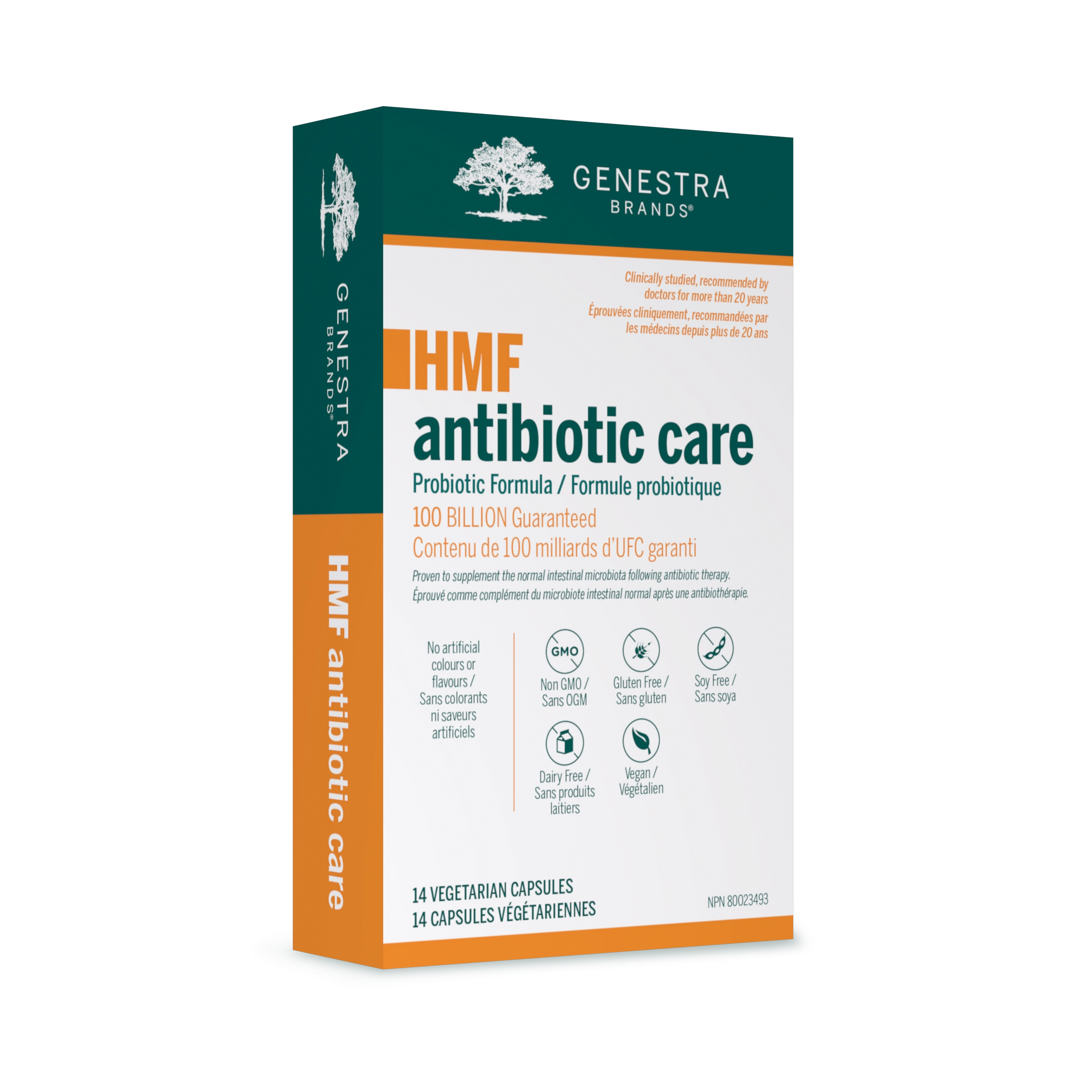 Genestra HMF antibiotic care probiotic 14vcap box