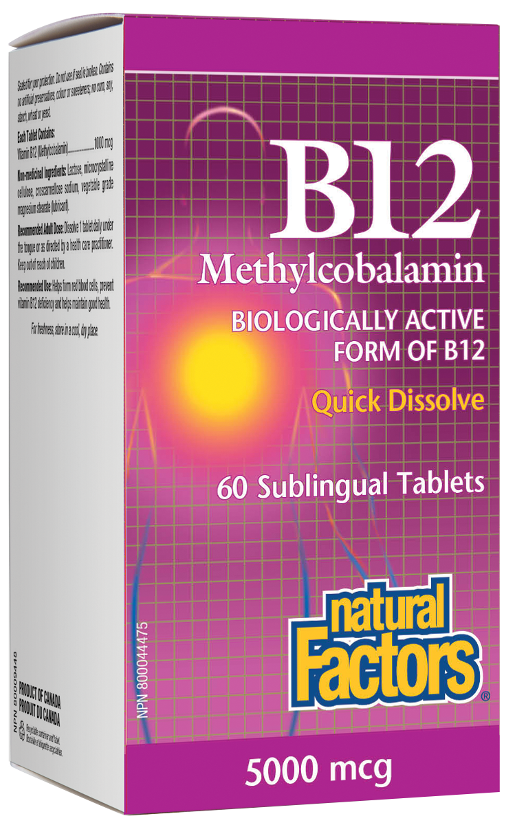 Natural Factors B12 Methylcobalamin 5000mcg 60 Tabs