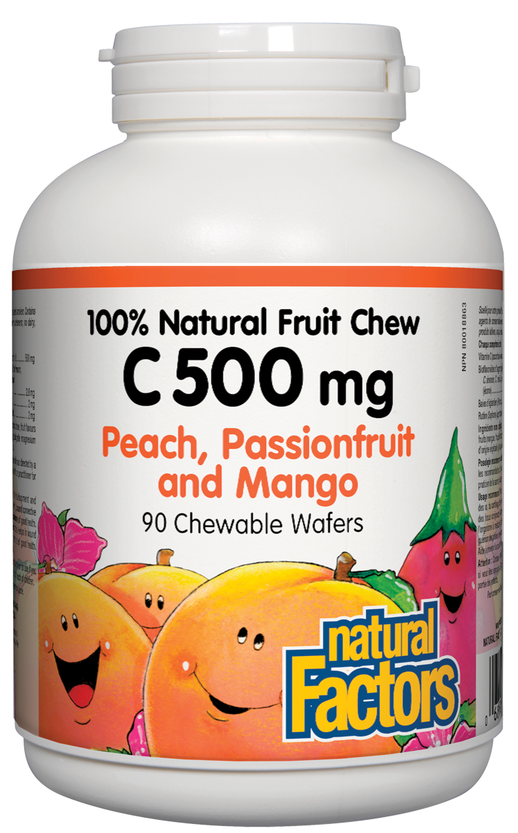 Natural Factors C 500mg Peach Passionfruit Mango 90 Chew