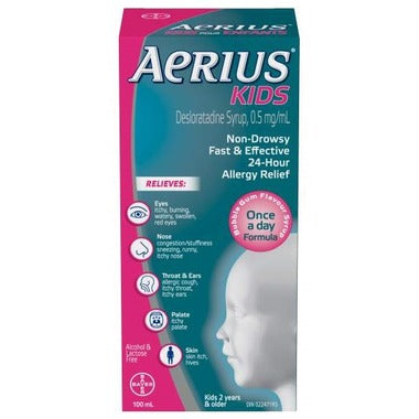 OTC Aerius Kids Non-Drowsy Bubble Gum Allergy Relief 100 ml