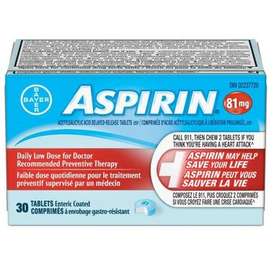 OTC Aspirin Low Dose 81mg Tablets