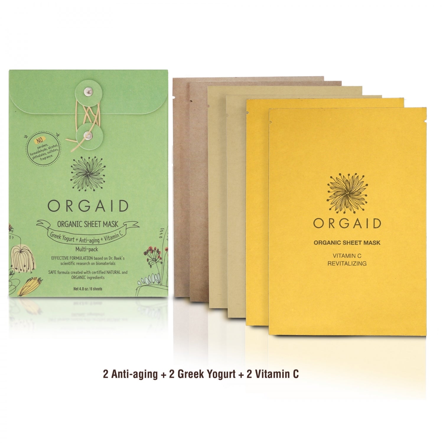 Orgaid Organic Sheet Mask Multi-Pack 6 Pack