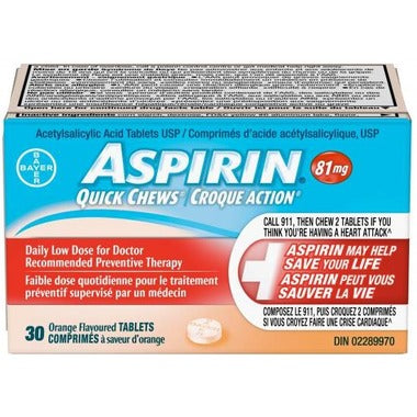 OTC Aspirin Orange 81 mg 30 Chews
